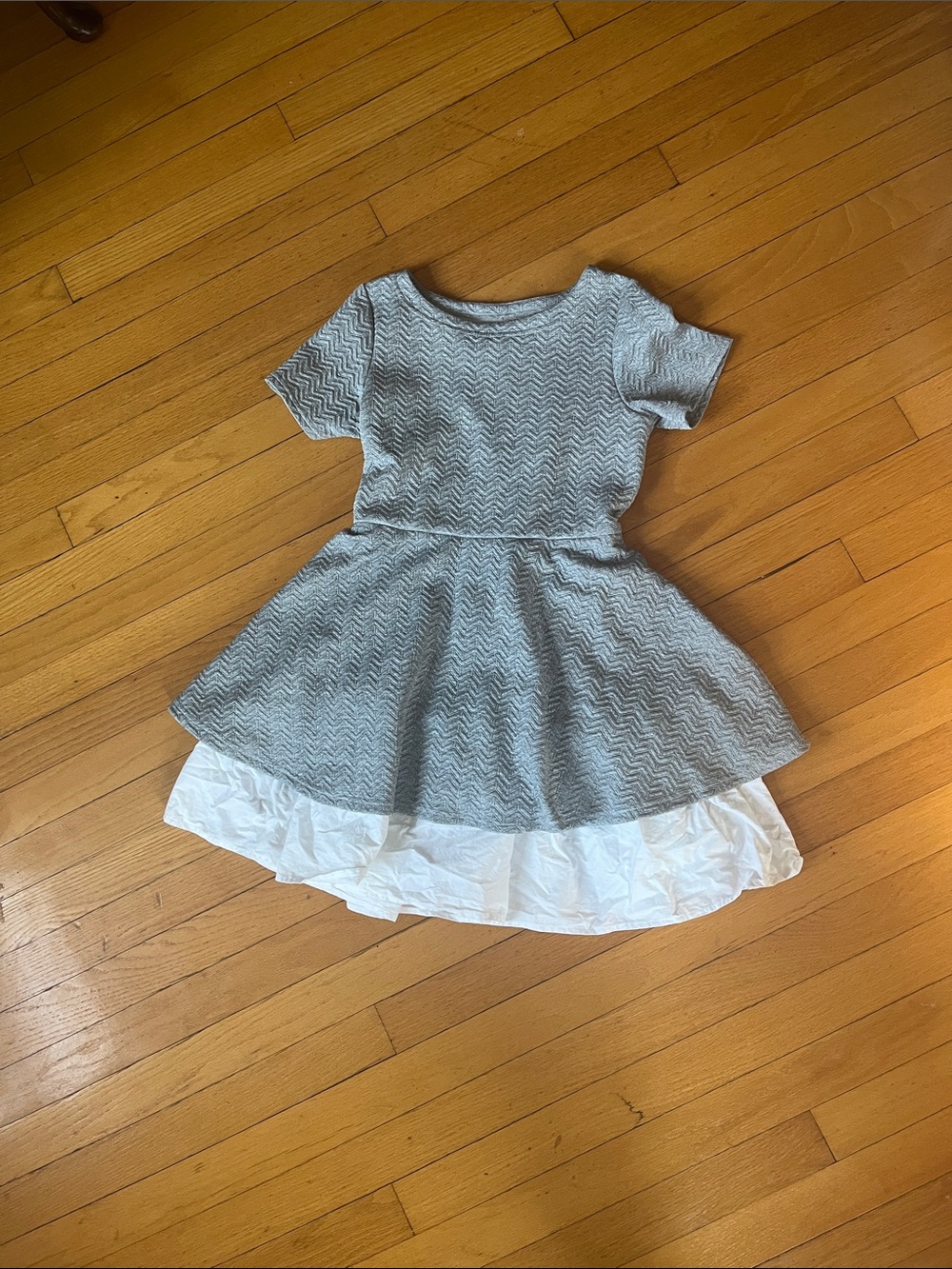 Chasing Fireflies Gray Chevron Knit Dress with White Tulle Layer